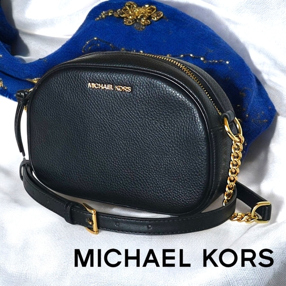 Michael Kors Chic Black Pebbled Leather Small Crossbody Bag ✨ Adjustable Strap - Picture 1 of 17